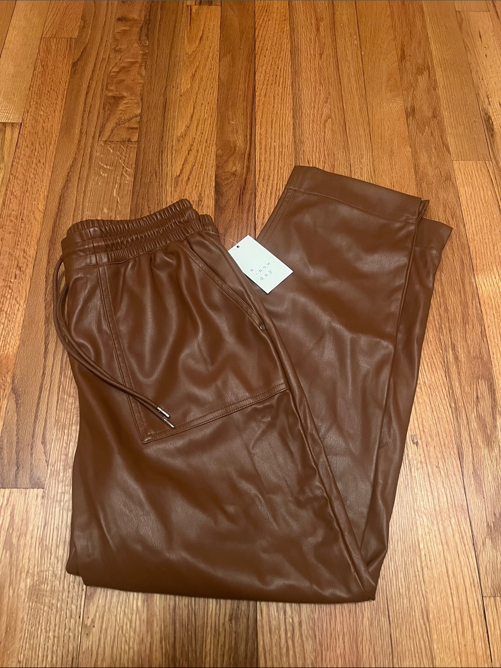 a new day Chestnut Faux Leather Jogger Pants